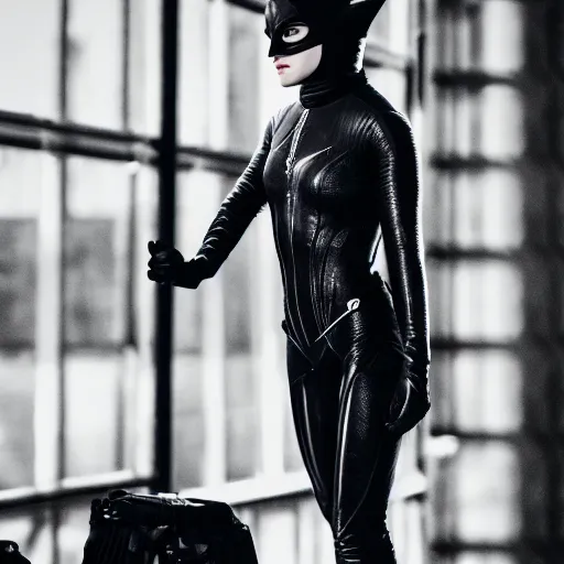 Image similar to Emma Watson as Catwoman, XF IQ4, 100MP, 50mm, f/1.4, ISO 200, 1/160s, natural light, Adobe Lightroom, photolab, Affinity Photo, PhotoDirector 365