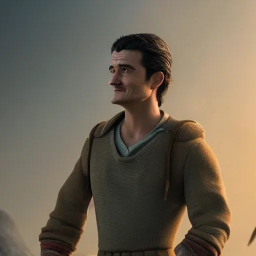 Prompt: hyperrealistic glamour shot of orlando bloom as the lead character in pixar's movie up, stunning 3 d render inspired by istvan sandorfi & xiang duan, perfect symmetry, dim volumetric cinematic lighting, 8 k octane comprehensive render, extremely mega hyper - detailed and lifelike attributes & atmosphere, intricate, realistic flesh texture, masterpiece, artstation, stunning,