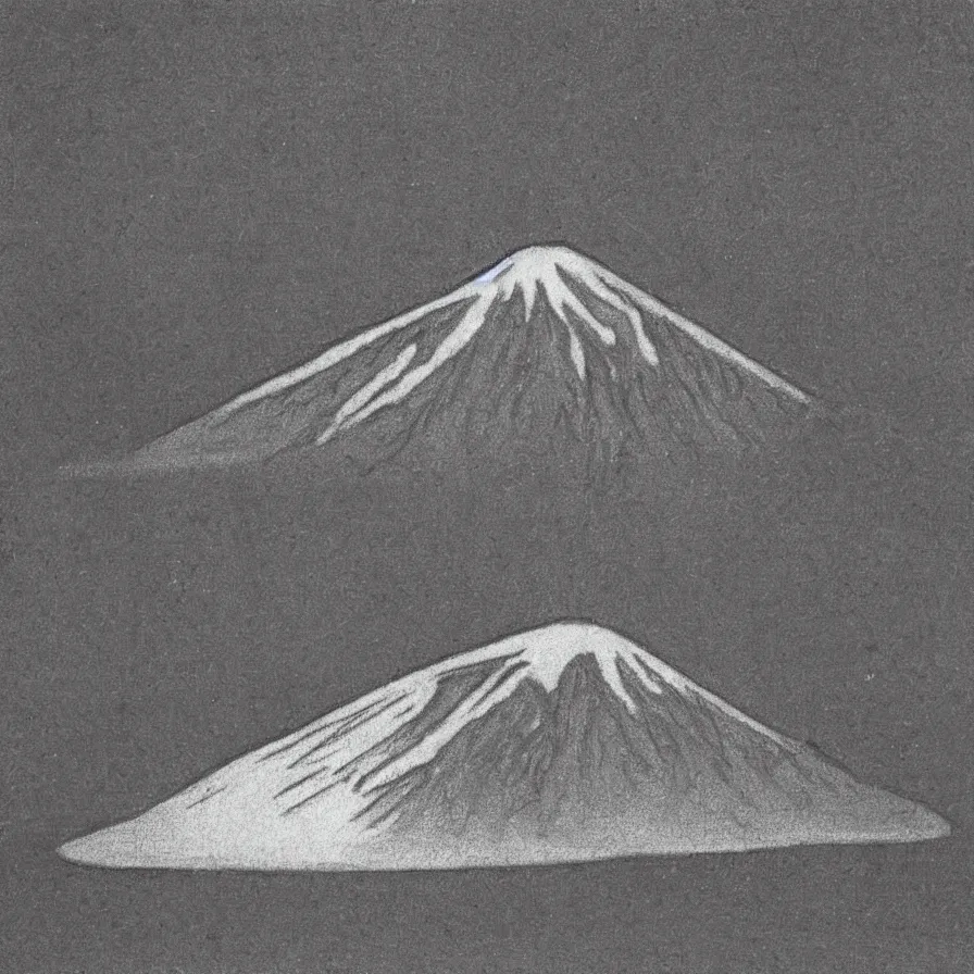 Prompt: japanese black and white drawing of a volcano