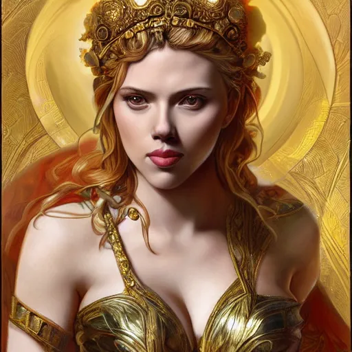 Prompt: Scarlett Johansson as a Greek Godess, cute, fantasy, intricate, elegant, highly detailed, centered, digital painting, artstation, concept art, smooth, sharp focus, illustration, art by artgerm and H R Giger and alphonse mucha