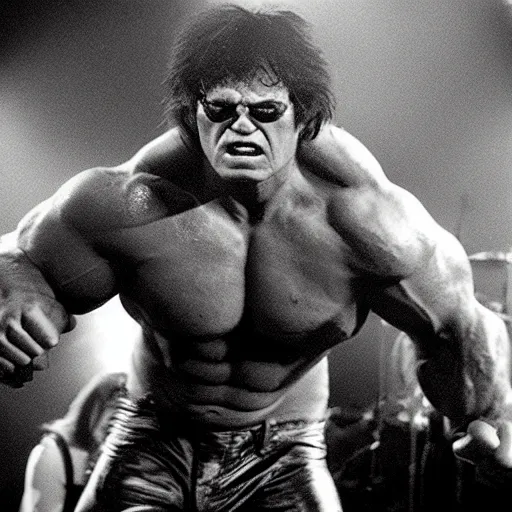 Image similar to hulk performing at woodstock