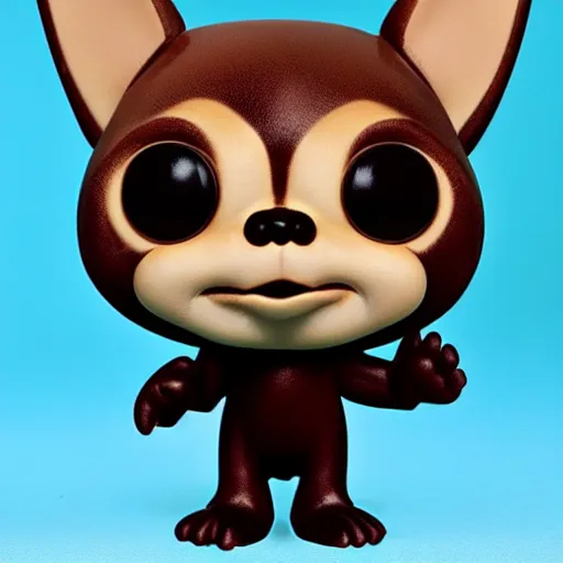 Image similar to gizmo the mogwai brown - white fur, big droopy ears big lips big shiny eyes funko pop