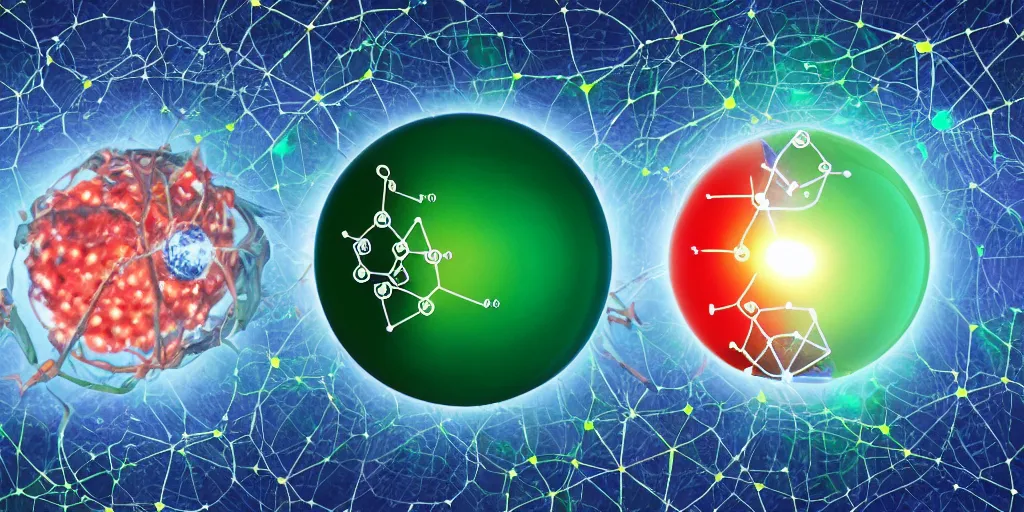 Prompt: intersection of biology, chemistry and physics at the beginning of all life