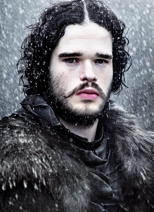 Image similar to john snow in real life, face centered portrait of john snow, confident, fog, rain, volumetric lighting, beautiful, golden hour, sharp focus, ultra detailed, cgsociety by leesha hannigan, ross tran, thierry doizon, kai carpenter, ignacio fernandez rios, noir art house, 4 k, 3 5 mm, fujifilm