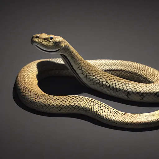 Prompt: a snake, raytraced, octane render, hyer - realistic