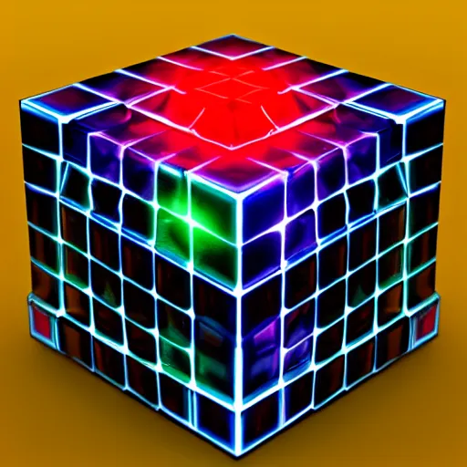 Prompt: glowing magic cube. hyper real, trending on artstation