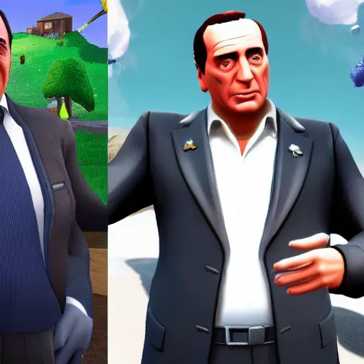 Image similar to Silvio Berlusconi in Fortnite very detailed 4k quality super realistic