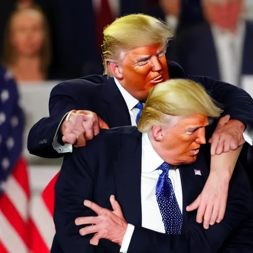 Image similar to donald trump giving joe biden a hug
