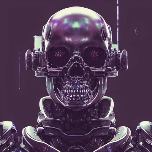 Image similar to black and white cyberpunk style dark bio metal skull, abalone pearl iridescence mecha hard-surface, cyberpunk, hyper realistic, cinematic, unreal engine, 3D, 8K, imagined by Ash Thorp, Tsutomu Nihei, Ghost In The Shell, Akira