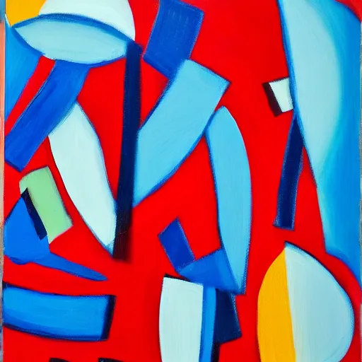 Image similar to acrylic abstract painting on canvas using primary red and blue