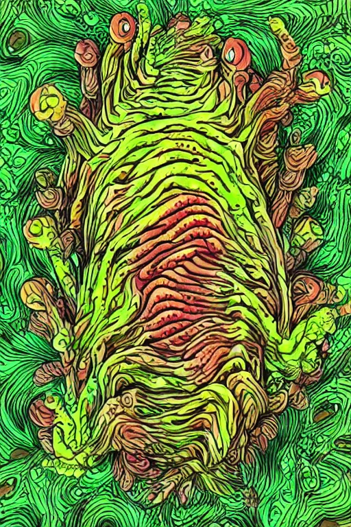 Image similar to creature sushi roots cactus elemental flush of force nature micro world fluo light deepdream