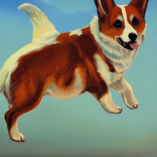 Prompt: “ corgi stampede on the frontier, cowboy, oil painting ”
