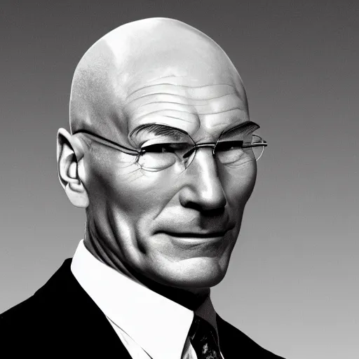 Prompt: a picture of the head of patrick stewart on the body of hulk hogan, sharp focus, vector, 4 k, by victor mapplethorpe