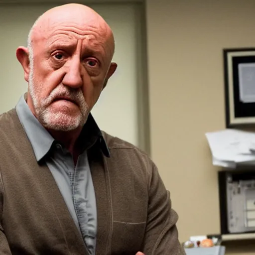 Image similar to Mike Ehrmantraut use leg shaker in Saul Goodman office