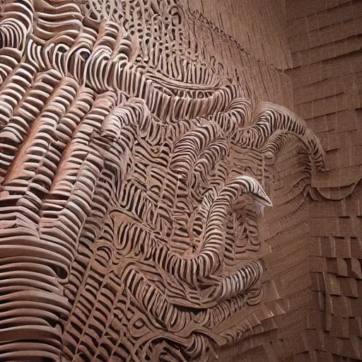 Image similar to tentacles made of brown corrugated cardboard, cut out of cardboard, realistic photography, fantasy