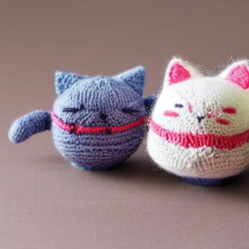 Image similar to photo of a miniature knitted kawaii cat.