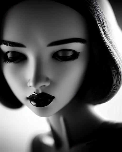 Image similar to black and white dreamy young beautiful female artificial intelligence, metropolis, cinematic, rim light, bokeh, photo - realistic, elegant, high detail, 8 k, masterpiece, photo taken in 1 9 3 0