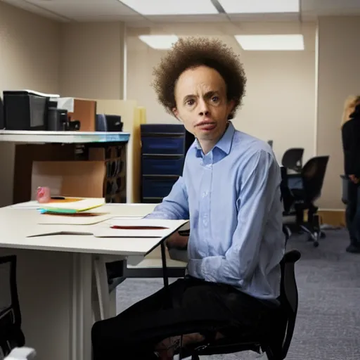 Prompt: malcolm gladwell in an office break room