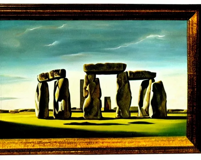 Image similar to painting of Stonehenge by Salvador Dali