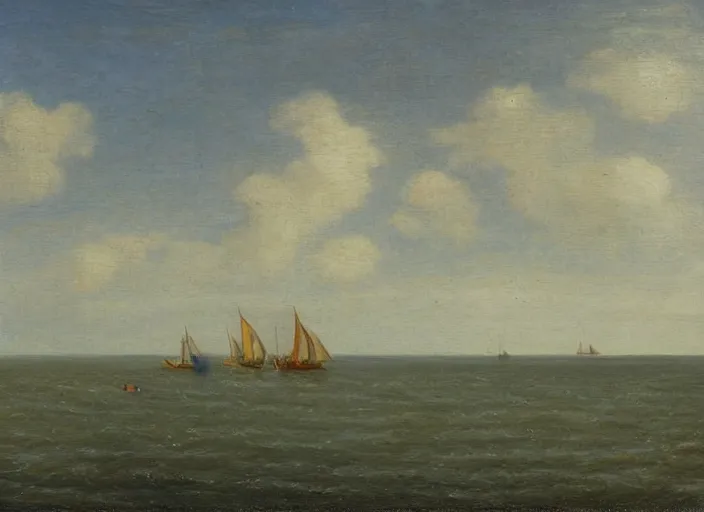 Prompt: waddenzee, the netherlands as the background in the style of hudson river school of art, oil on canvas