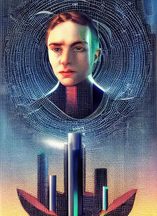 Image similar to portrait of the future of the human civilization and technology, by elson, peter, futuristic, sophisticated, mesmerizing, technological