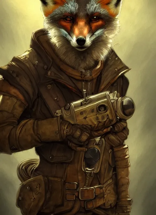 Prompt: dieselpunk fox, fantasy, art station, dramatic, concept art, portrait