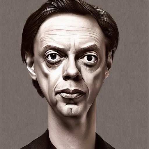 Image similar to A spoon that lies on a kitchen counter looks like Steve buscemi, highly_detailed!!, Highly_detailed_face!!!, artstation, concept art, sharp focus, illustration, art by Leonardo da Vinci and Michelangelo and Botticelli