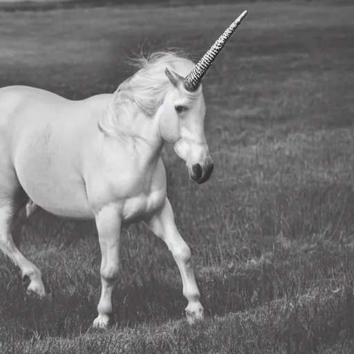 Prompt: photo of a unicorn with a crystal horn