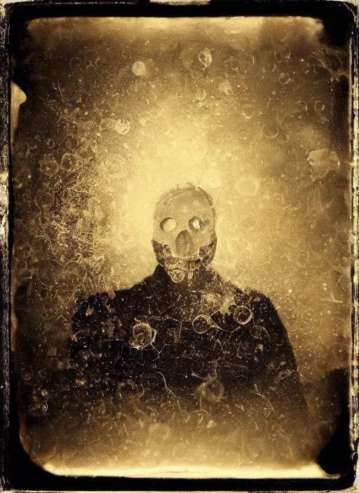 Image similar to old wetplate daguerreotype portrait of a gentleman explosion of data fragments, fractal, intricate, elegant, highly detailed, parallax, leica, medium format, subsurface scattering, by jheronimus bosch and greg rutkowski and louis jacques mande daguerre