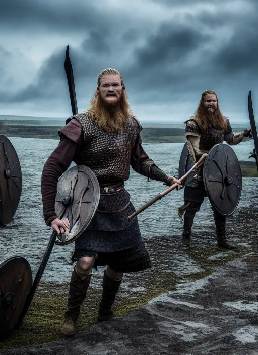 Image similar to photo of vikings battlefield, the vikings, 8 k