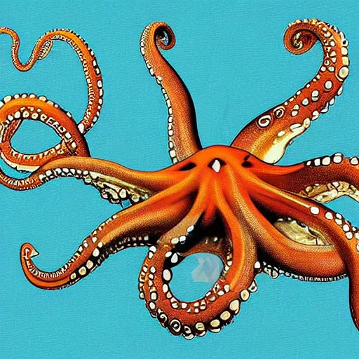 Image similar to Specualtive evolution paleoart with octopus using computer, expressive and beautiful digital art