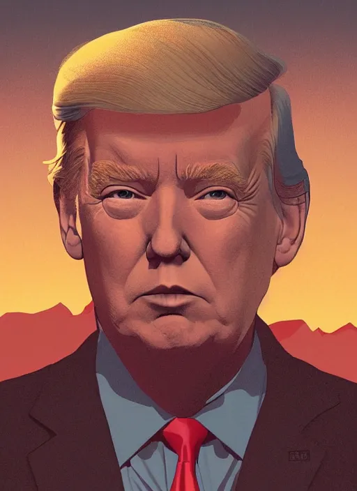 Prompt: Twin Peaks poster artwork by Michael Whelan and Tomer Hanuka, Rendering of Donald Trump with Joe Biden, full of details, early morning light, sunrise, golden hour, by Makoto Shinkai and thomas kinkade, Matte painting, trending on artstation and unreal engine