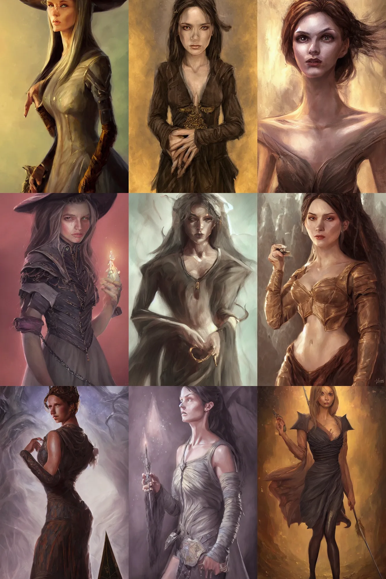 Prompt: a full body high detail fantasy portrait oil painting illustration of a single elegant wizard woman by Justin Sweet with face and body clearly visible, pupils visible, realistic proportions, d&d, rpg, forgotten realms, artstation trending, high quality, sombre mood, artstation trending, muted colours, no crop, entire person visible!,