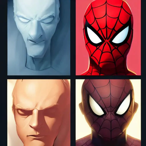 Image similar to face icon stylized minimalist spiderman, loftis, cory behance hd by jesper ejsing, by rhads, makoto shinkai and lois van baarle, ilya kuvshinov, rossdraws global illumination