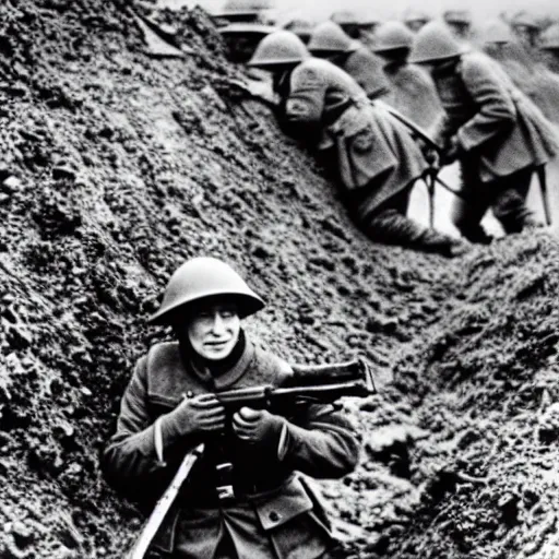 Image similar to photo of queen elizabeth ii fighting in the trenches in ww 1