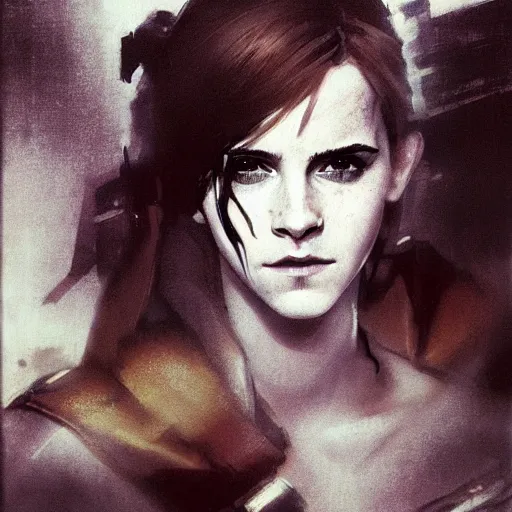 Image similar to emma watson wearing metal gear armor dramatic lighting cinematic cinematic lighting art by Richard Schmid by Yoji Shinkawa by greg rutkowski