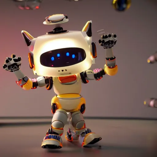 Prompt: a 3 d rendered movie of a cute robot ( ( kitten ) ). the robot has colorful led implants. polka dance contest in space. dramatic lighting. imax 7 0 mm. octane 3 d render, style of castaway ( film )