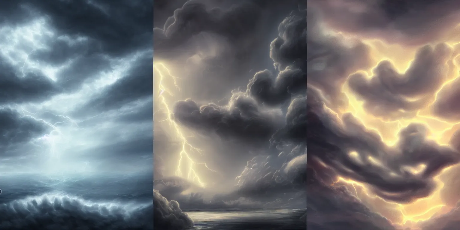 Prompt: Storm clouds in the shape of a key. Key. Clouds. Fantasy, digital painting, HD, 4k, detailed, artwork, bloom, lighting.