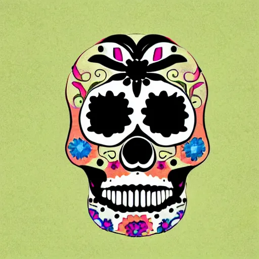 Prompt: digital art or a sugar skull with arms and legs