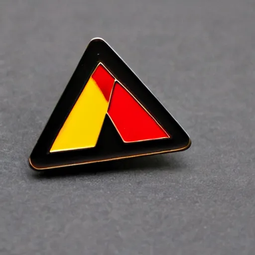 Image similar to a triangle enamel pin of a fire hazard label, smooth curves