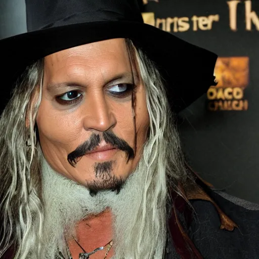 Image similar to Johnny Depp playing Gandalf from Lord of the Rings