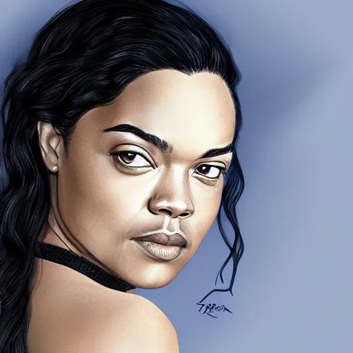 Prompt: portrait of Tessa Thompson, digital art