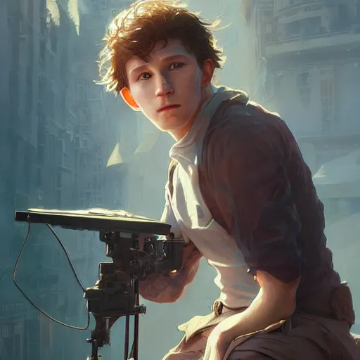 Prompt: ultra realistic illustration, tom holland anime, intricate, elegant, highly detailed, digital painting, artstation, concept art, smooth, sharp focus, illustration, art by artgerm and greg rutkowski and alphonse mucha