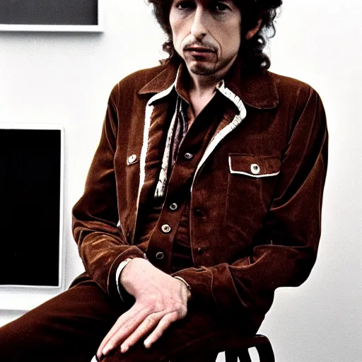 Prompt: a 1 9 7 0 s photograph portrait of bob dylan while wearing a brown suit, 1 9 7 0 s, 7 0 s, realistic, hyperrealistic, 8 k resolution, hd quality, very detailed, highly detailed, intricate details, real life, real world, trending on artstation, 7 0 s photo