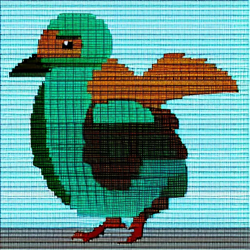 Prompt: pixelsorting furbird