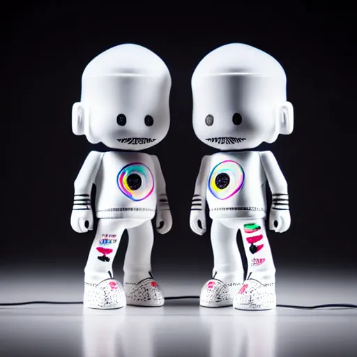 Image similar to an all white art vinyl figure with a microwave oven for a head, in the style of kidrobot, sket - one x iamretro, kenny wong x pop mart, space molly, frank kozik, guggimon, studio lighting, subsurface diffusion, 8 k