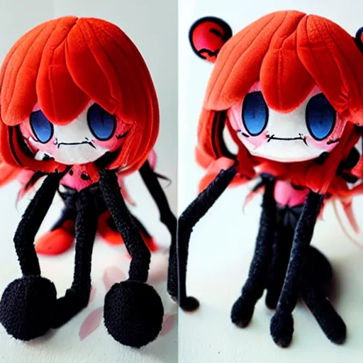 Prompt: cute fumo plush of a chibi spider girl, anime girl, kawaii monster girl