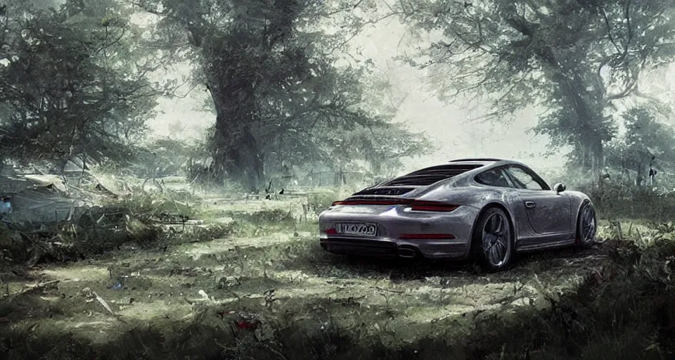 Image similar to porsche in nature, chaos, digital art,ultra realistic,ultra detailed,art by greg rutkowski