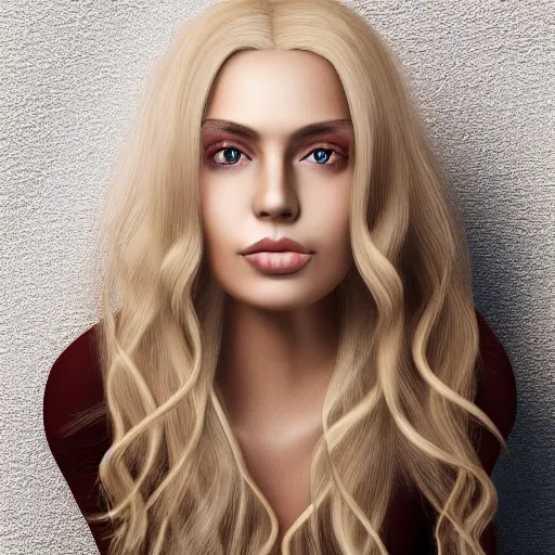 Prompt: a portrait of a transgender woman with long blonde hair, photorealistic, 4k