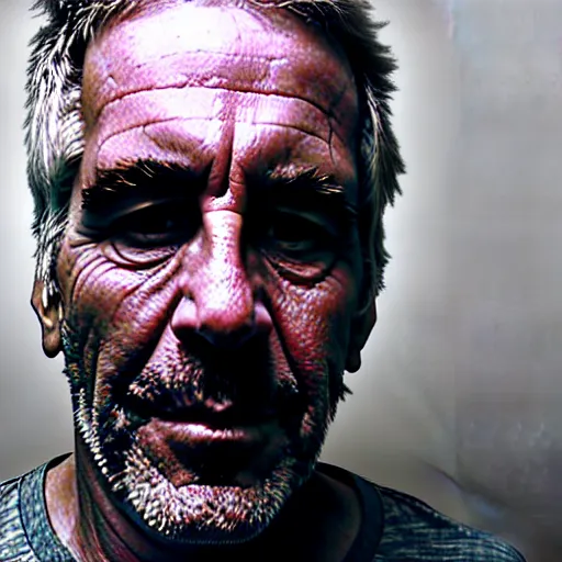 Image similar to jeff epstein in jail, hyper realistic, dramatic lighting, sony 3 5 mm lens